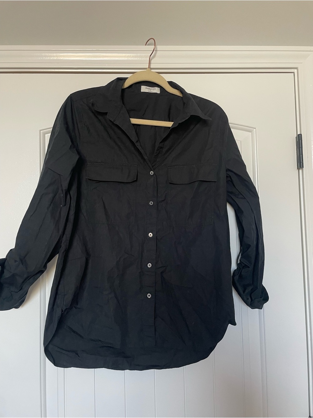 Babaton Black Casual Button-Up Shirt
